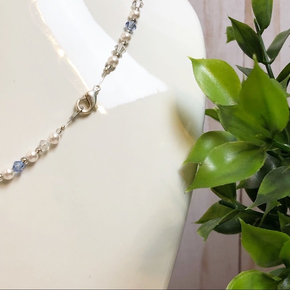 Swarovski Sky Blue Crystal & Pearl Beaded Necklace - Picture 3 of 3